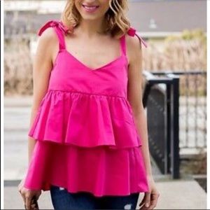 Zara shoulder tie ruffle cami top